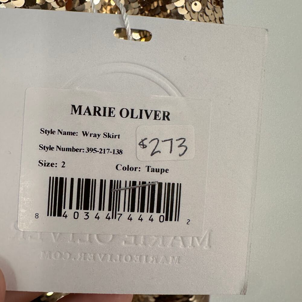 MARIE OLIVER NWT Wray Midi Skirt in Gold Sequin // 2 - Picture 6 of 15